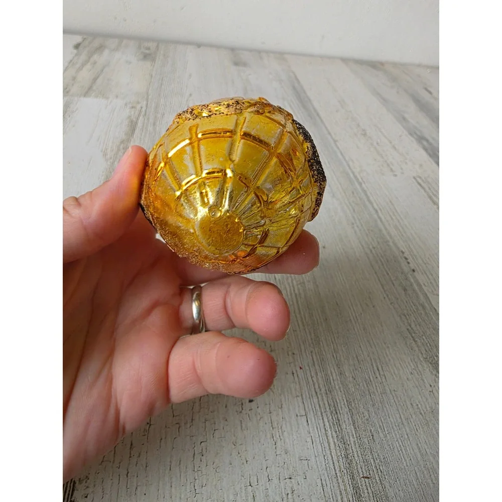 Antique west Germany ribbon bow yellow Glass Mercury ornament vintage Xmas tree